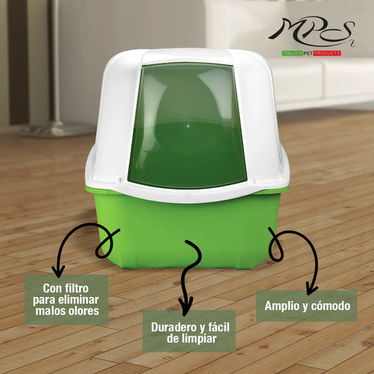 Arenero con puerta para gatos