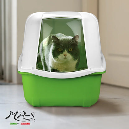 Arenero con puerta para gatos